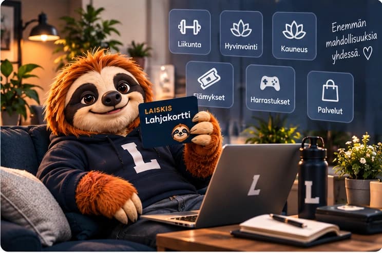 Laiskis esittelee digitaalista lahjakorttia palveluyrityksille