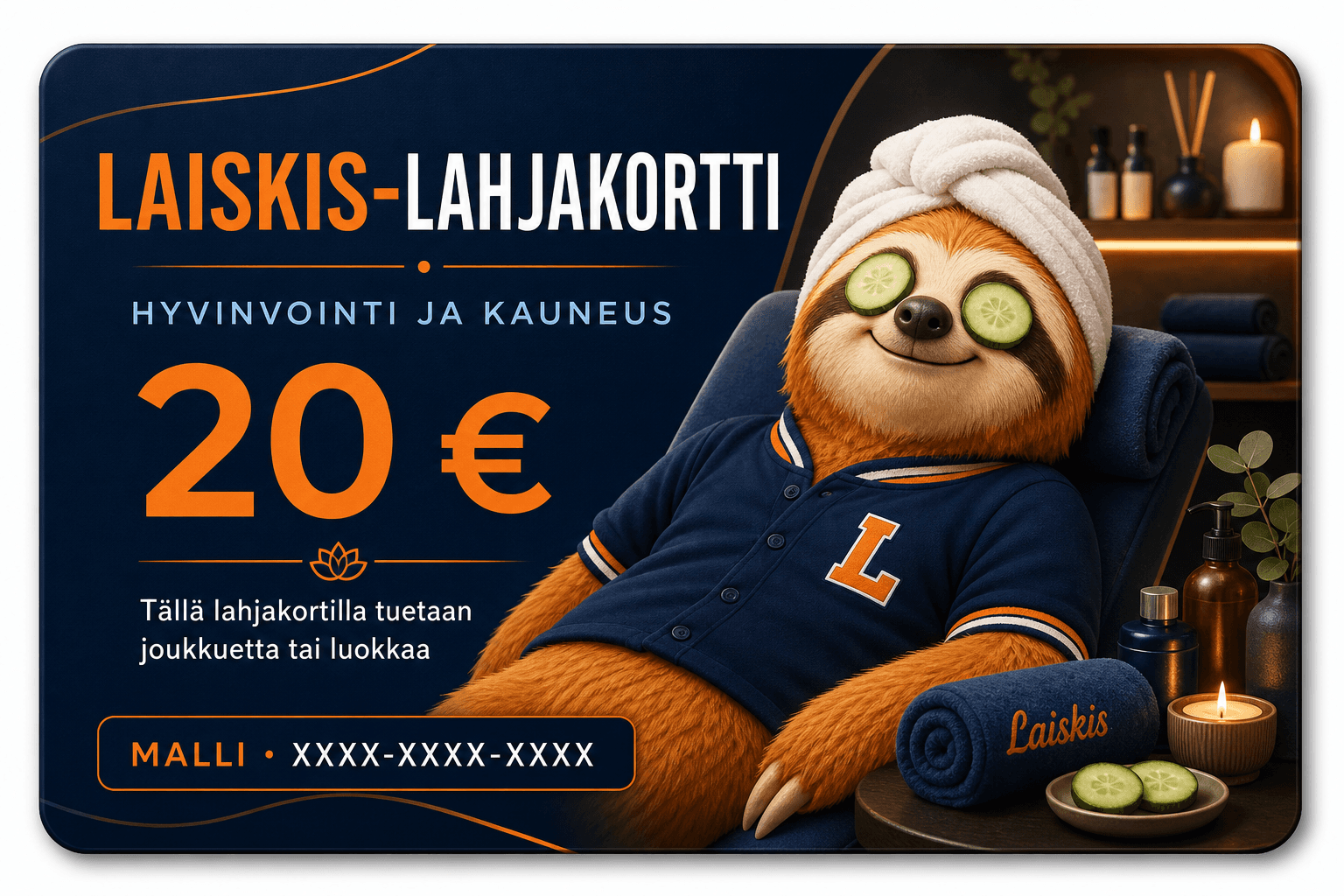 Laiskis-lahjakortti hyvinvointi- ja kauneuspalveluun